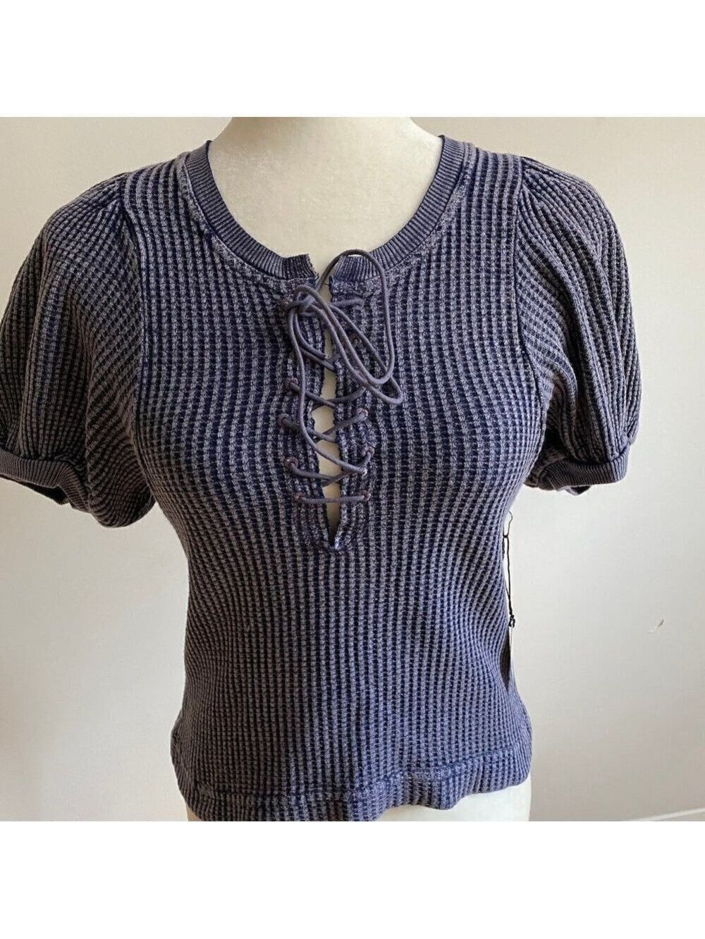 𝅺FREE People BNWT Puff Short Sleeve Waffle Top XS